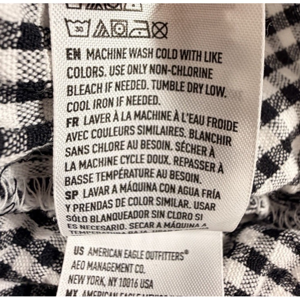 American Eagle Juniors' Sz M Black White Gingham Print Cami Tank Top - Picture 5 of 5